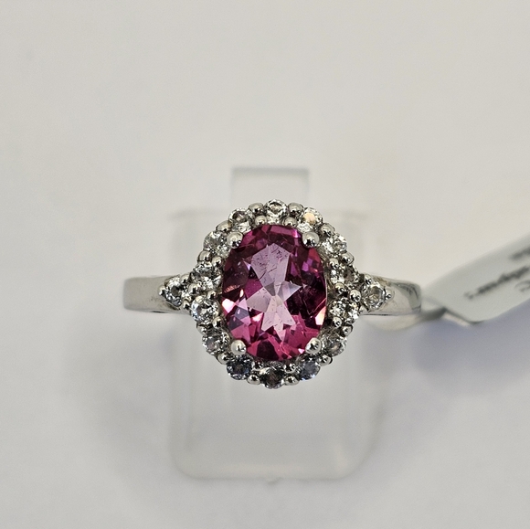 Genuine Pink & White Topaz Ring Sterling Silver Size 9! NWT - Picture 15 of 17